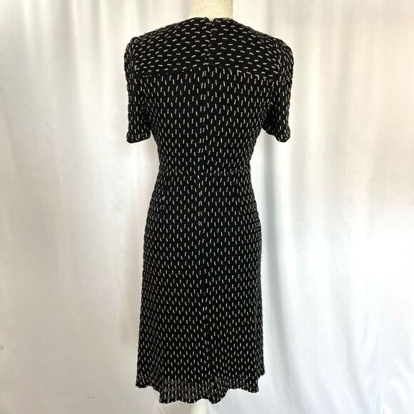 Anna Sui Designer Dress Black & Cream Knit Fit & Flare Midi Vintage Style - Picture 3 of 13